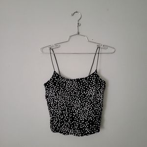 Primark Black & White Polka Dot Cropped Camisole, size XS